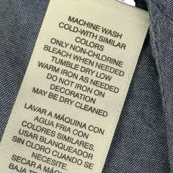 Chicos Womens Embellished Denim Chambray Embroidered Sequin Top Shirt Blue 2/ L - Picture 14 of 16